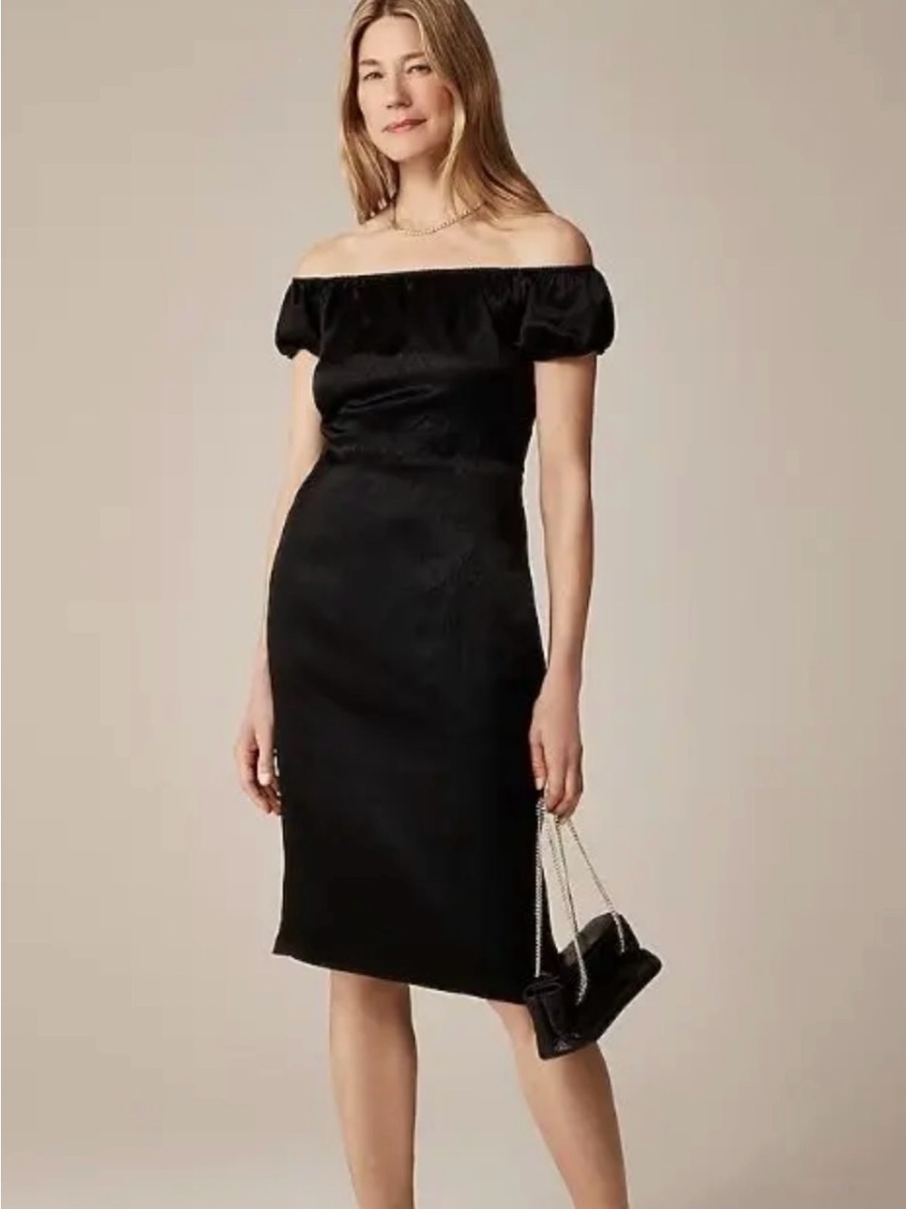 J.Crew Off-the-Shoulder Textured Satin Slip Dress Sz 4